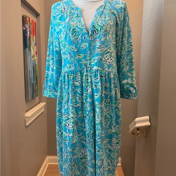 Lilly Pulitzer Loran Swing Dress. Turquoise Oasis. Size XL. - Picture 3 of 11